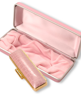 高級化粧箱と印鑑　ピンク
