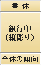 書体　銀行印（縦彫り）　全体の傾向